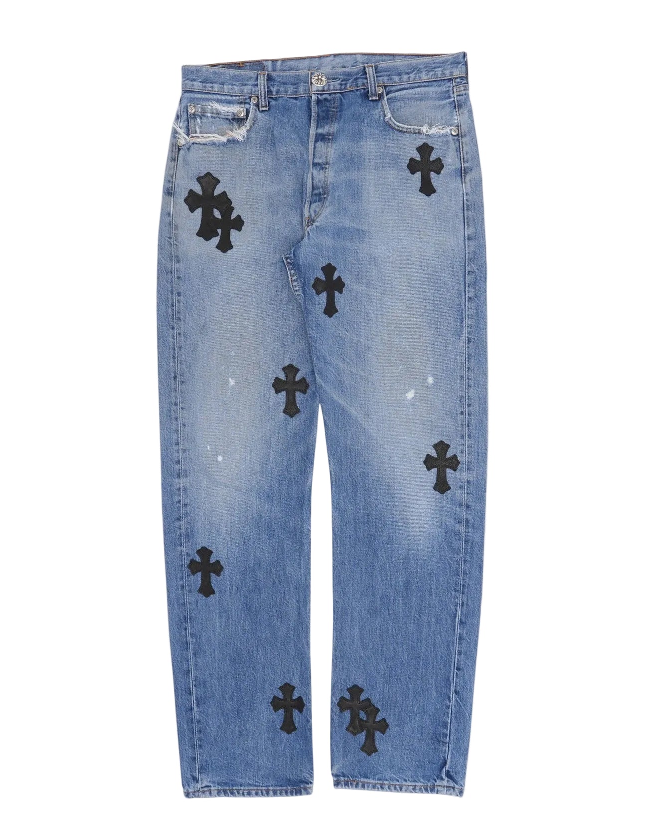 Chrome Hearts Levi's 501 Cross Patch Jeans Blue