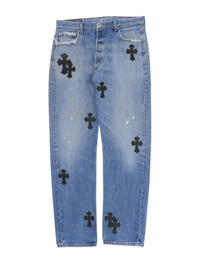 Chrome Hearts Levi's 501 Cross Patch Jeans Blue