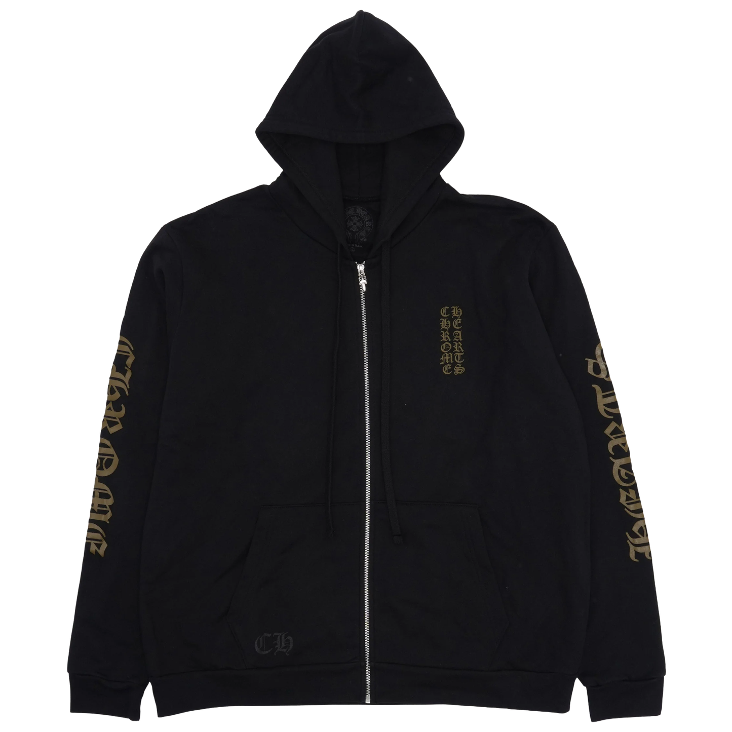 Chrome Hearts Vertical Logo Zip-Up Hoodie Black/Army Green