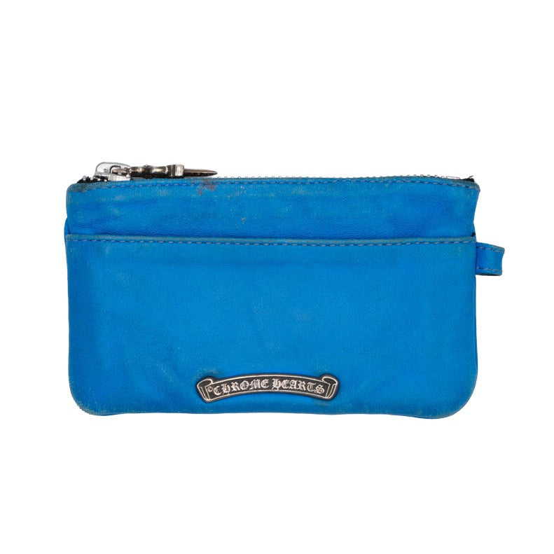 Chrome Hearts Vintage Leather Cross Patch Coin Purse Blue