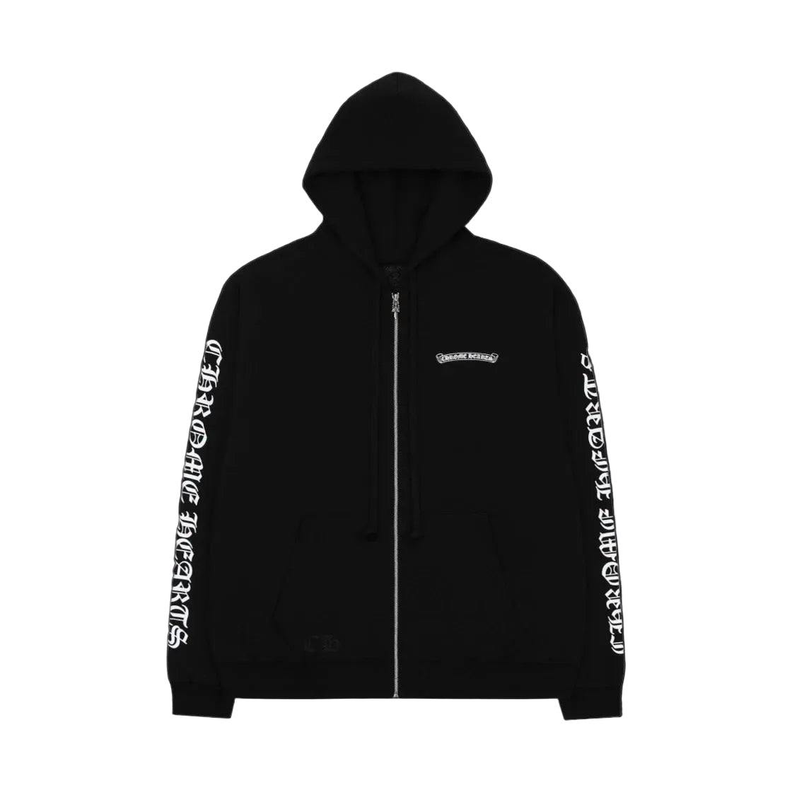 Chrome Hearts Scroll Logo Zip Up Hoodie Black
