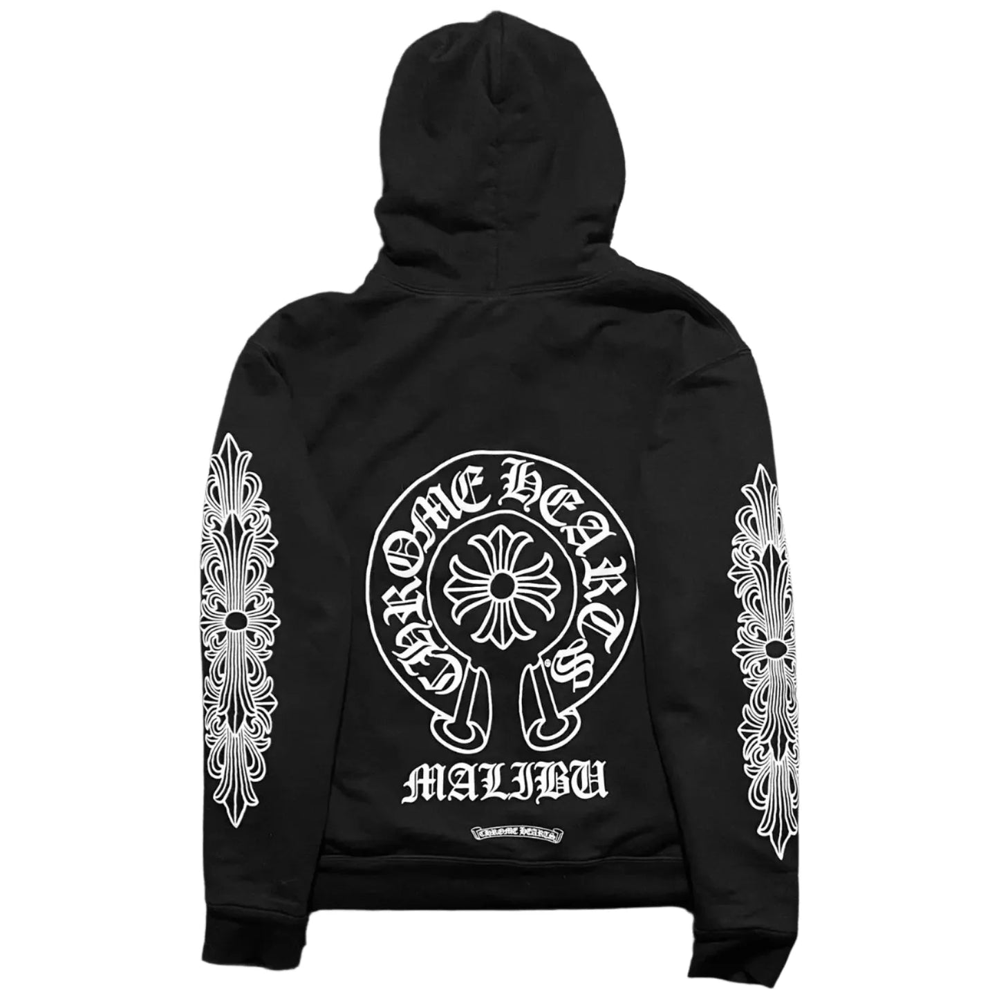 Chrome Hearts Malibu Exclusive Horseshoe Floral Thermal Zip-Up Hoodie Black