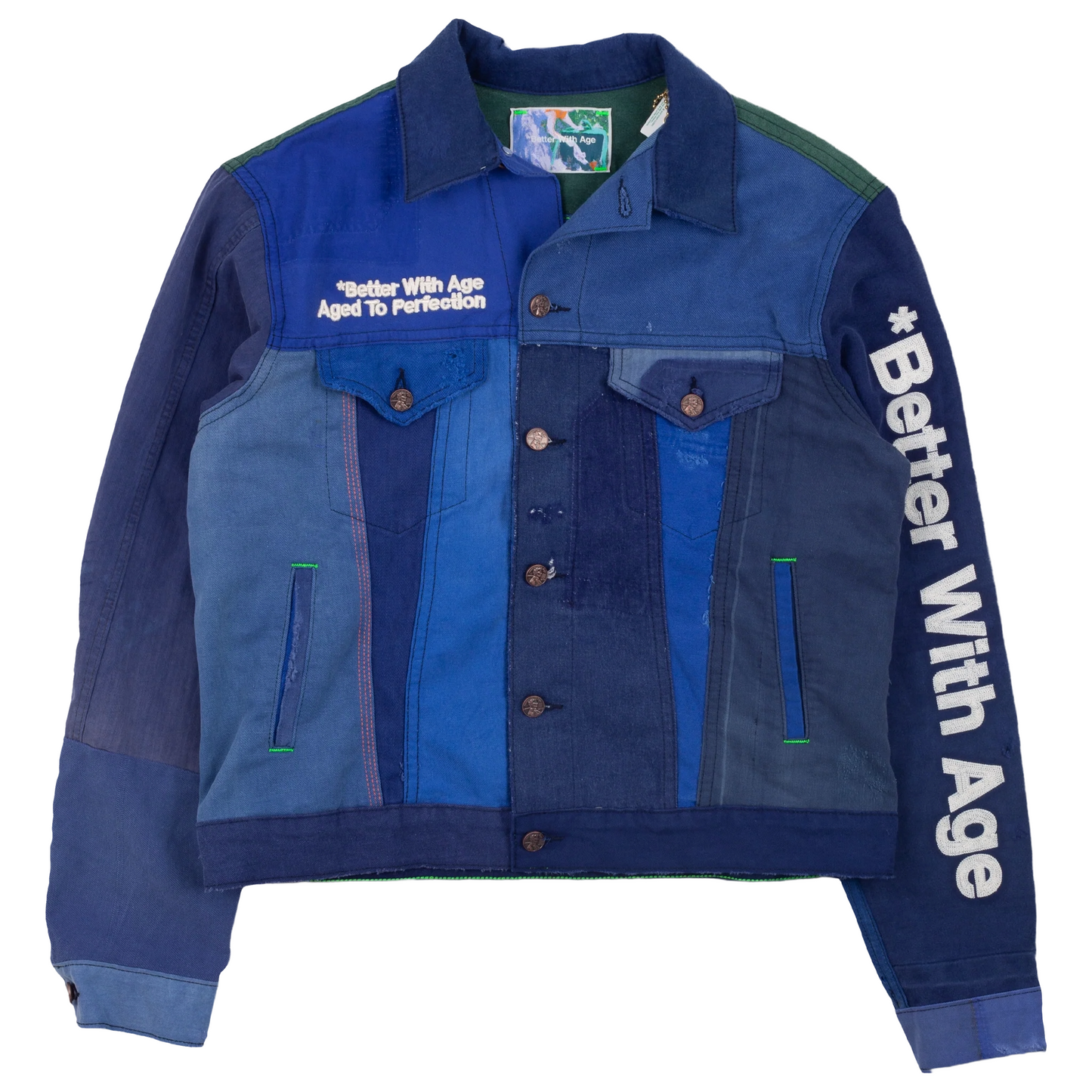 Better With Age Camion Reconstructed Trucker Jacket Blue