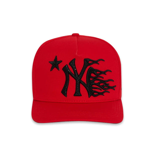 Hellstar NY Rhinestone Snapback Hat Red