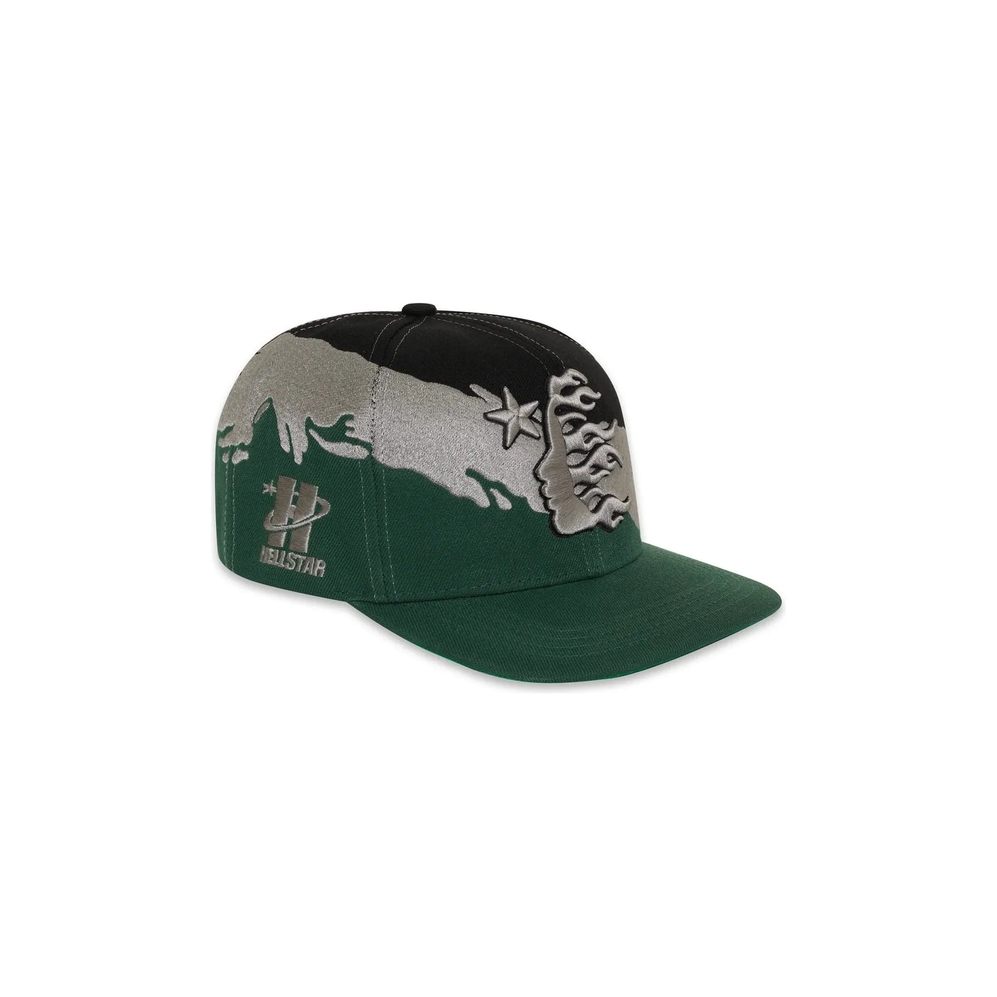 Hellstar Paintbrush Snapback Hat Black/Green/Grey