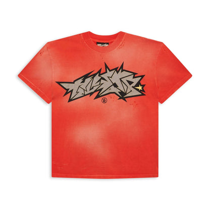 Hellstar Crack Print T-Shirt Red