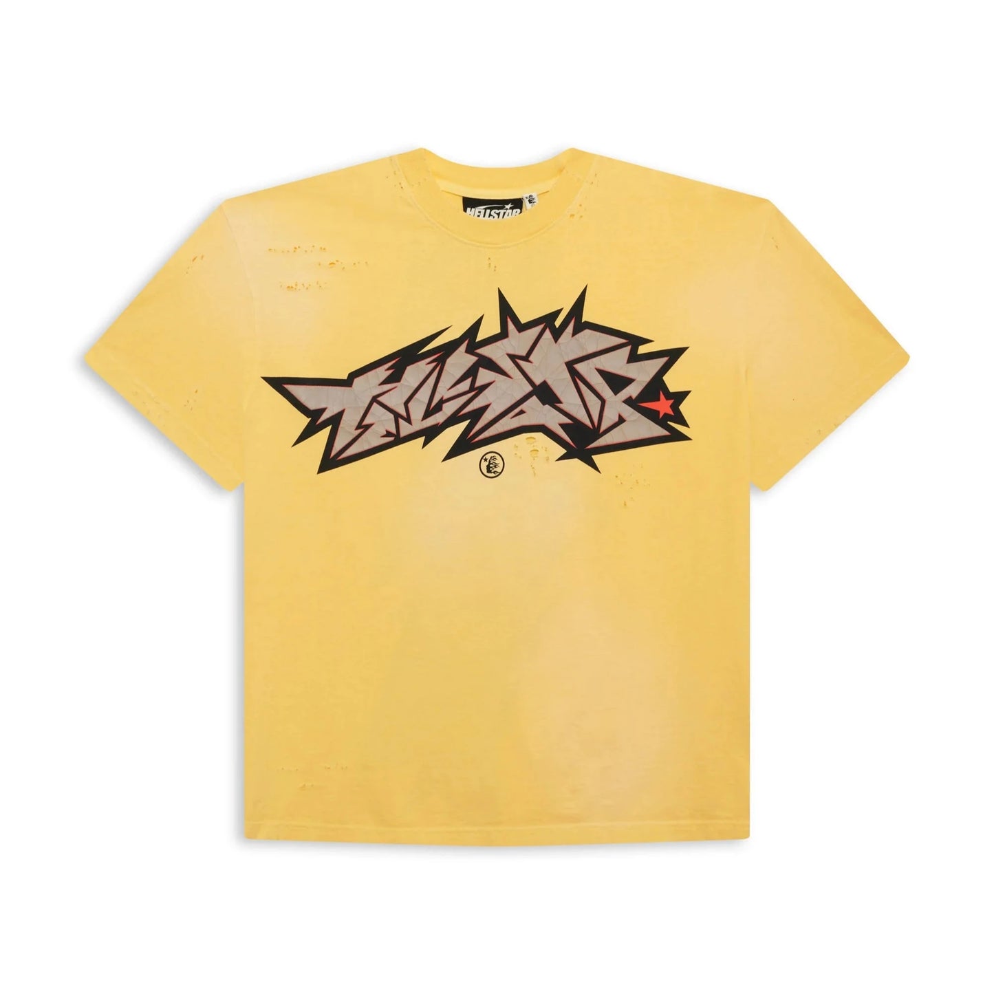 Hellstar Crack Print T-Shirt Yellow