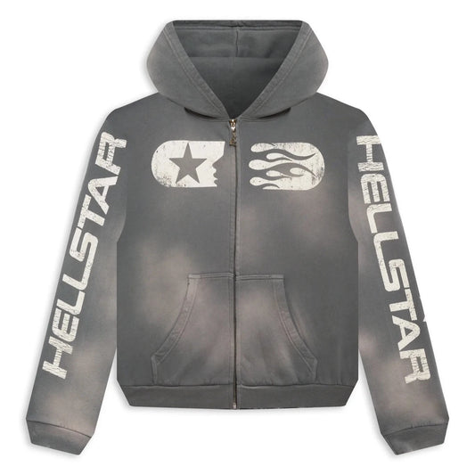 Hellstar Studios Zip-Up Hoodie Grey