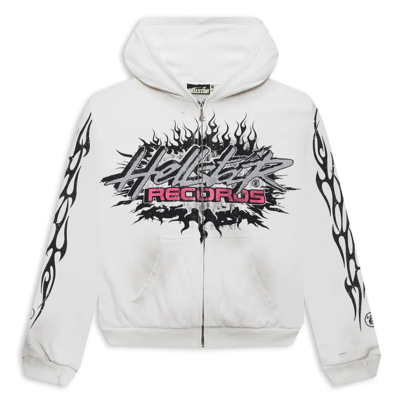 Hellstar Records Glitter Zip-Up Hoodie White