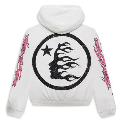 Hellstar Records Glitter Zip-Up Hoodie White