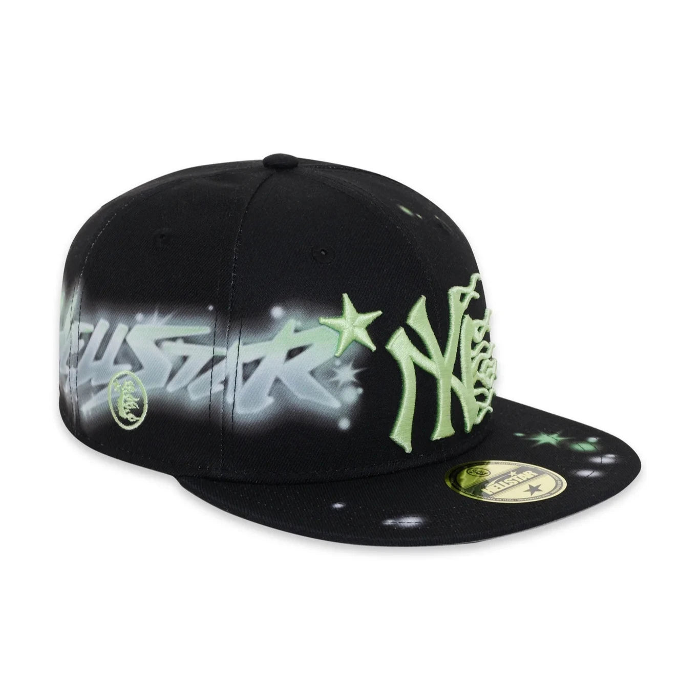 NY Graffiti Fitted Snapback Hat Black/Neon