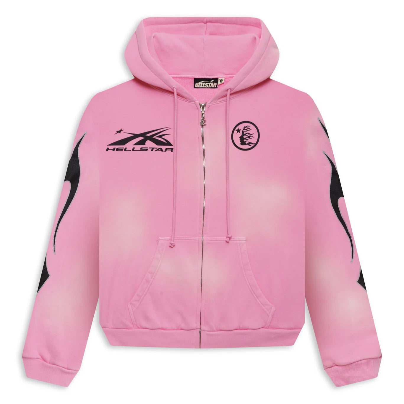 Hellstar Sports Flame Zip-Up Hoodie Pink