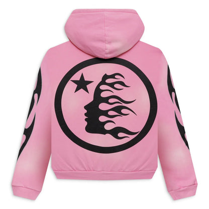 Hellstar Sports Flame Zip-Up Hoodie Pink