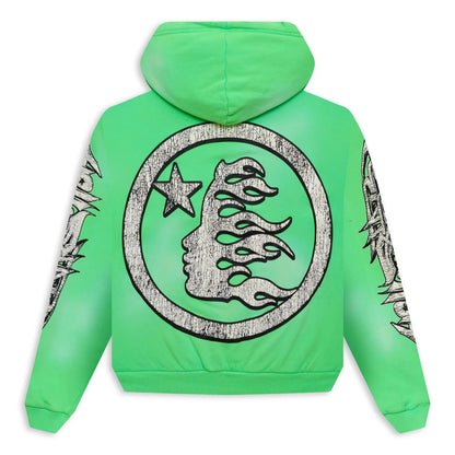 Hellstar Graffiti Zip-Up Hoodie Green