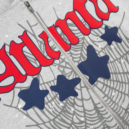 Sp5der Atlanta Full Zip Hoodie Heather Grey