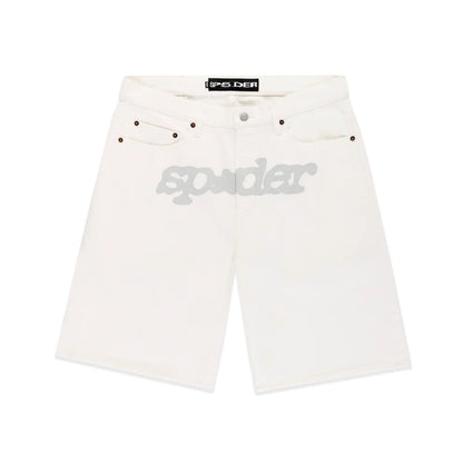 Sp5der V3 Logo Denim Short White