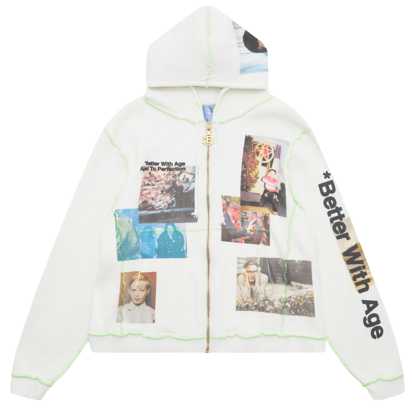 *Better With Age Ricky Waffle Zip-Up Hoodie White