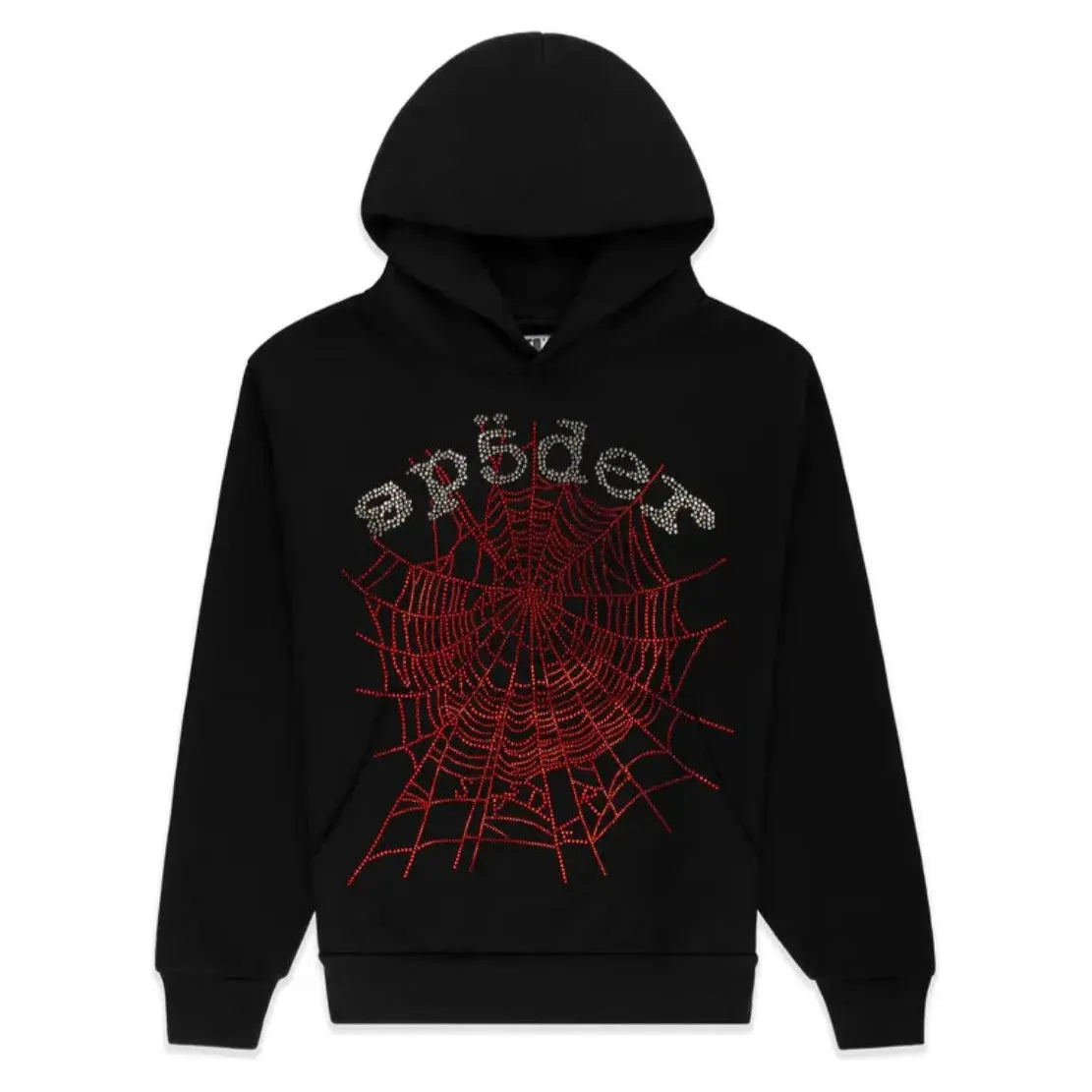 Sp5der Rhinestone OG Web V2 Hoodie Black