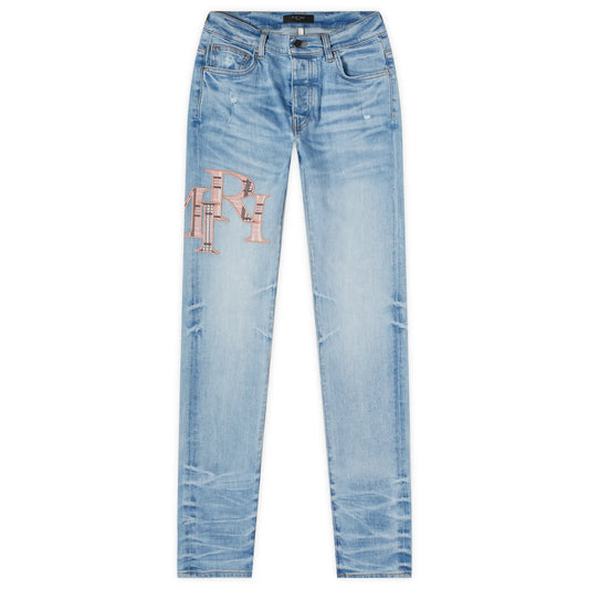 Amiri Plaid Staggered Logo Jean Perfect Indigo