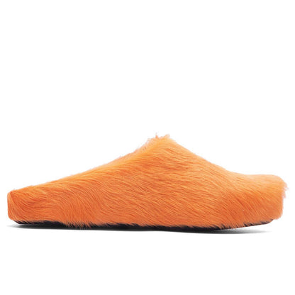 Marni Long-Hair Calfskin Fussbett Sabot Loafers Pumpkin