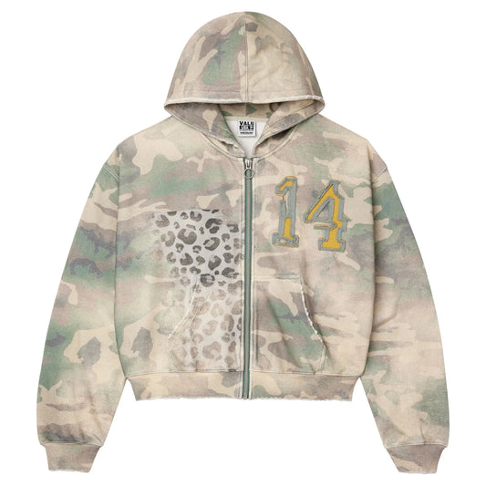 Vale Forever Cheetah Zip-Up Hoodie Camo
