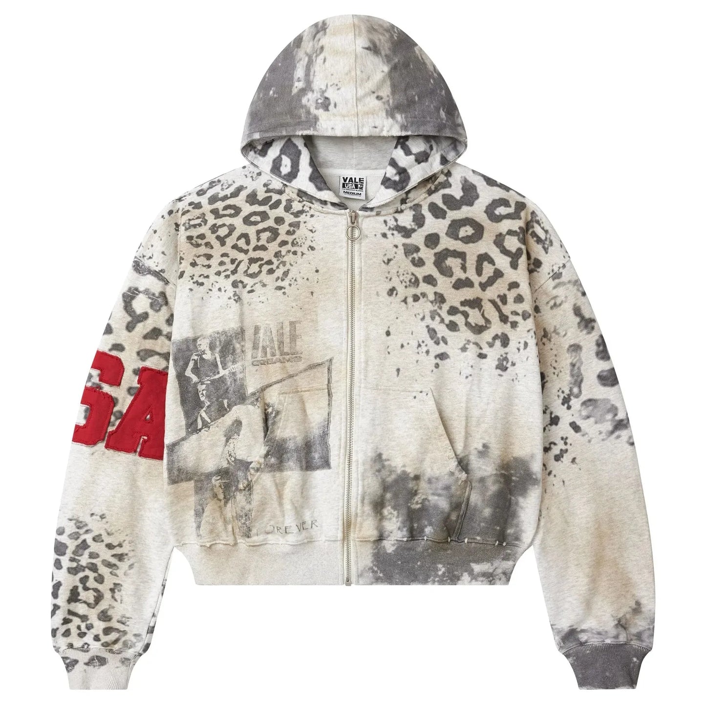 Vale Forever Cheetah Zip-Up Hoodie Grey