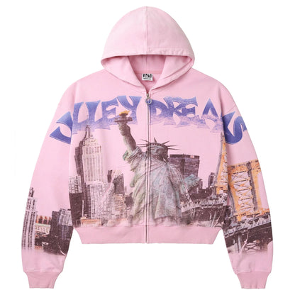 Vale Forever NYC Zip-Up Hoodie Pink