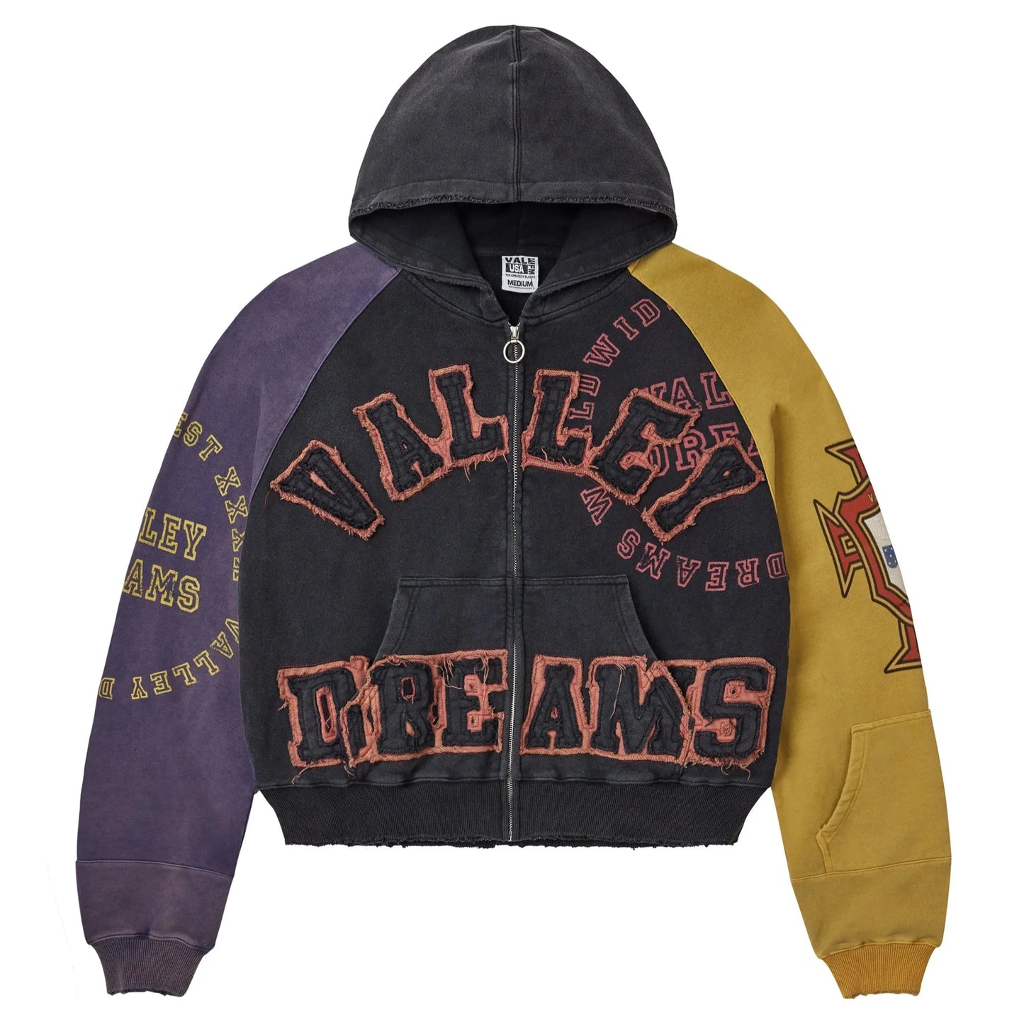 Vale Forever Crest Zip-Up Hoodie Purple/Black/Yellow