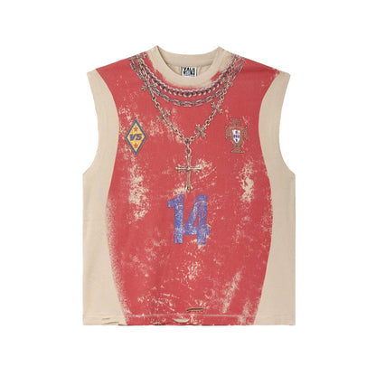 Vale Forever Futball Muscle Tee Red/Tan