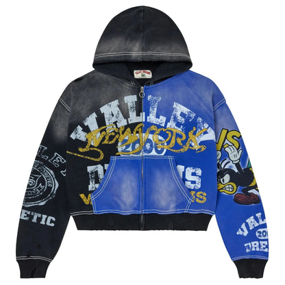 Vale Forever Bipolar Big Zip-Up Hoodie Black/Blue