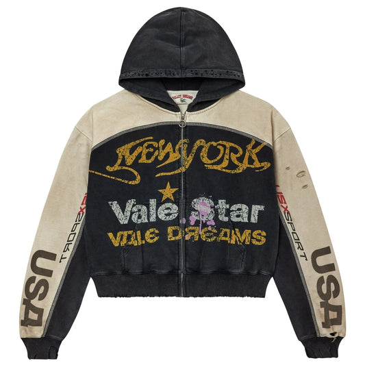 Vale Forever Star Zip-Up Hoodie Black/Tan