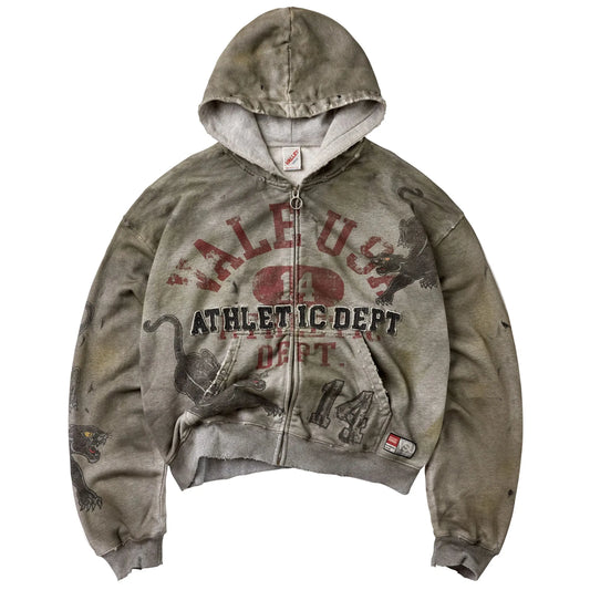 Vale Forever Varsity Zip-Up Hoodie Dirty Grey