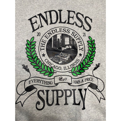 Endless Supply College Crewneck Sweatshirt Heather Grey