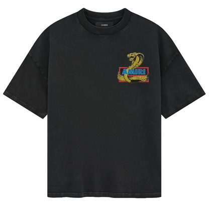Amiri Crystal Cobra Oversized Tee Black