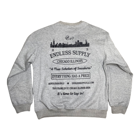 Endless Supply College Crewneck Sweatshirt Heather Grey