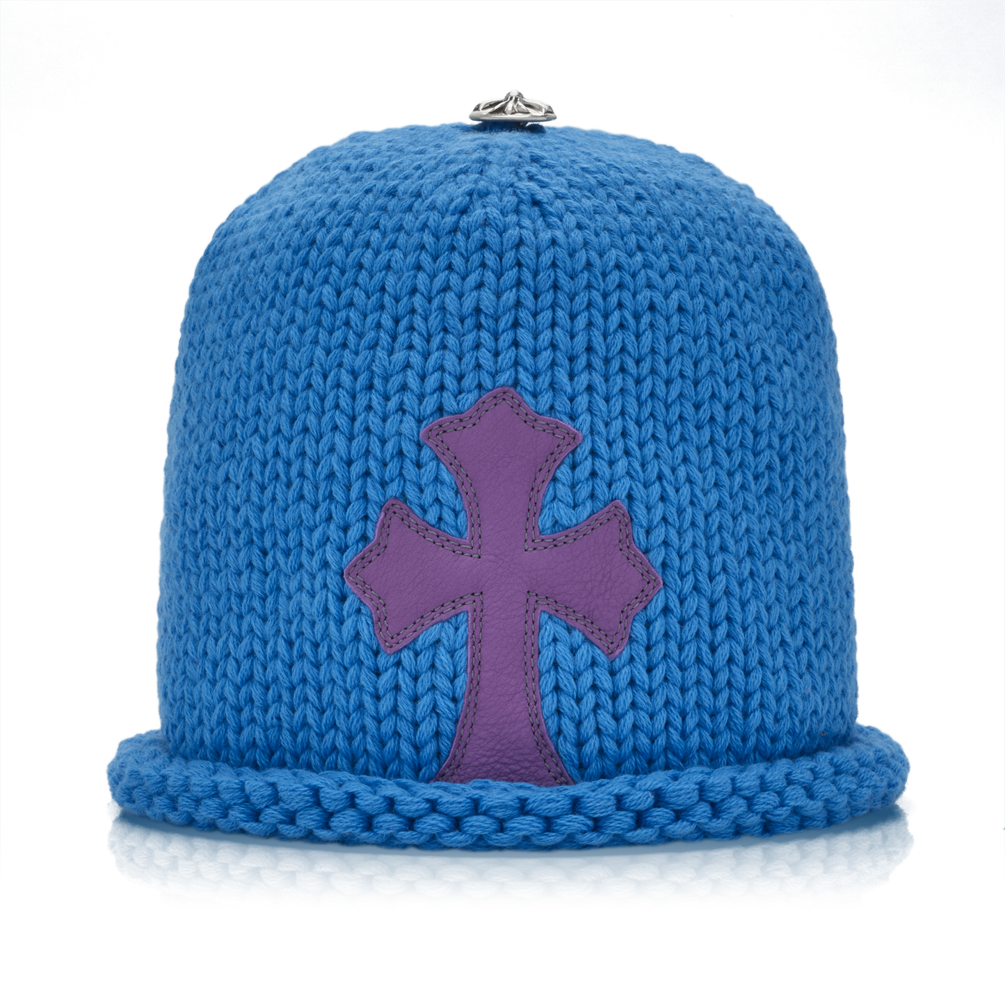 Chrome Hearts Purple Cemetery Cross Patch Cashmere Beanie Blue