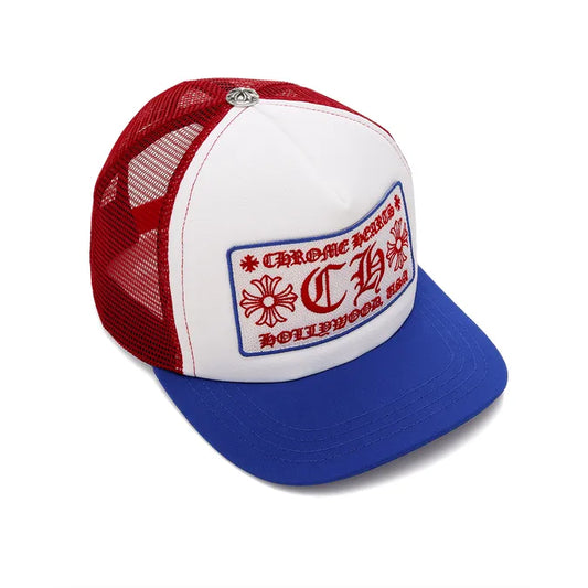 Chrome Hearts CH Hollywood Trucker Hat Blue/White/Red