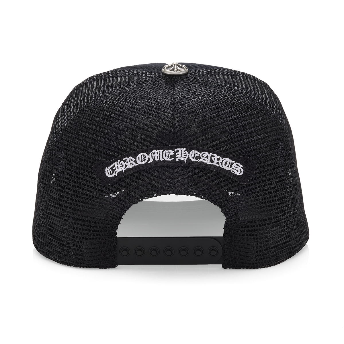 Chrome Hearts Calf Hair Triple Cemetery Cross Trucker Hat Black Chrome Hearts Calf Hair Triple Cemetery Cross Trucker Hat Black