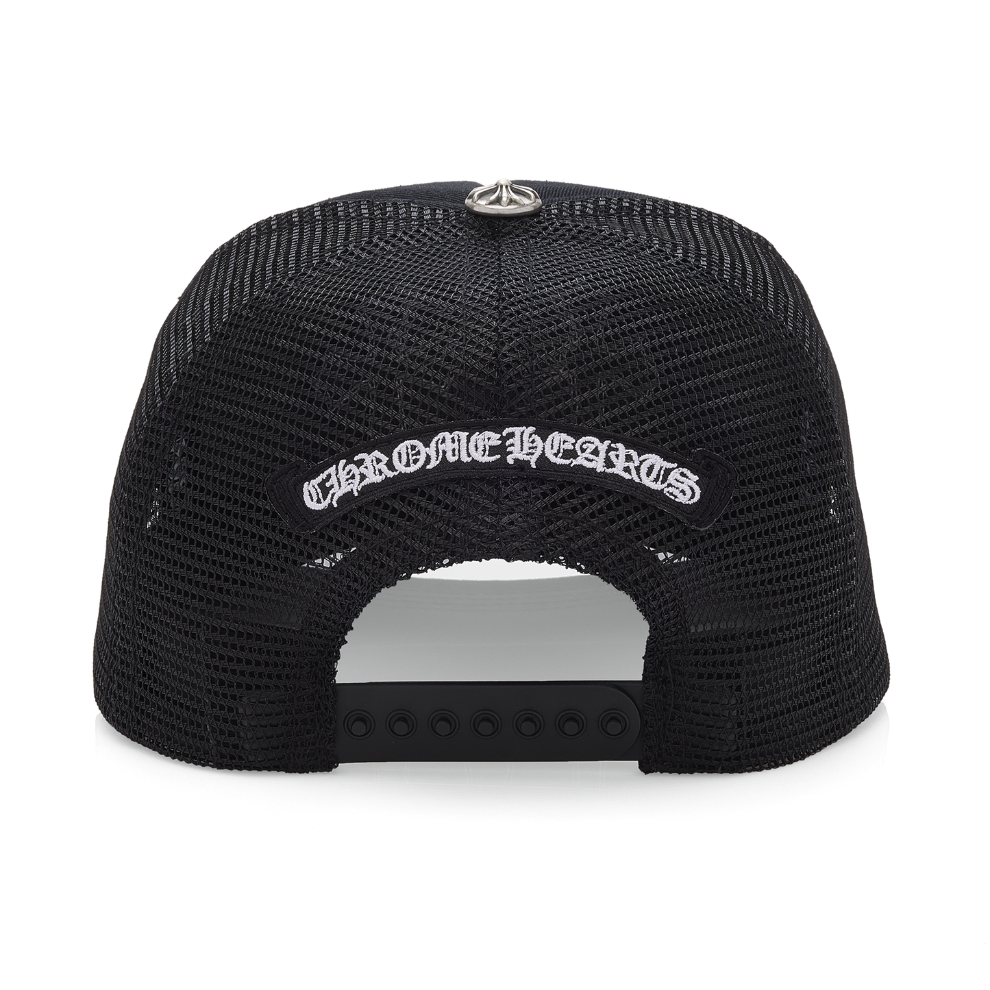 Chrome Hearts Calf Hair Triple Cemetery Cross Trucker Hat Black