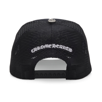 Chrome Hearts Calf Hair Triple Cemetery Cross Trucker Hat Black