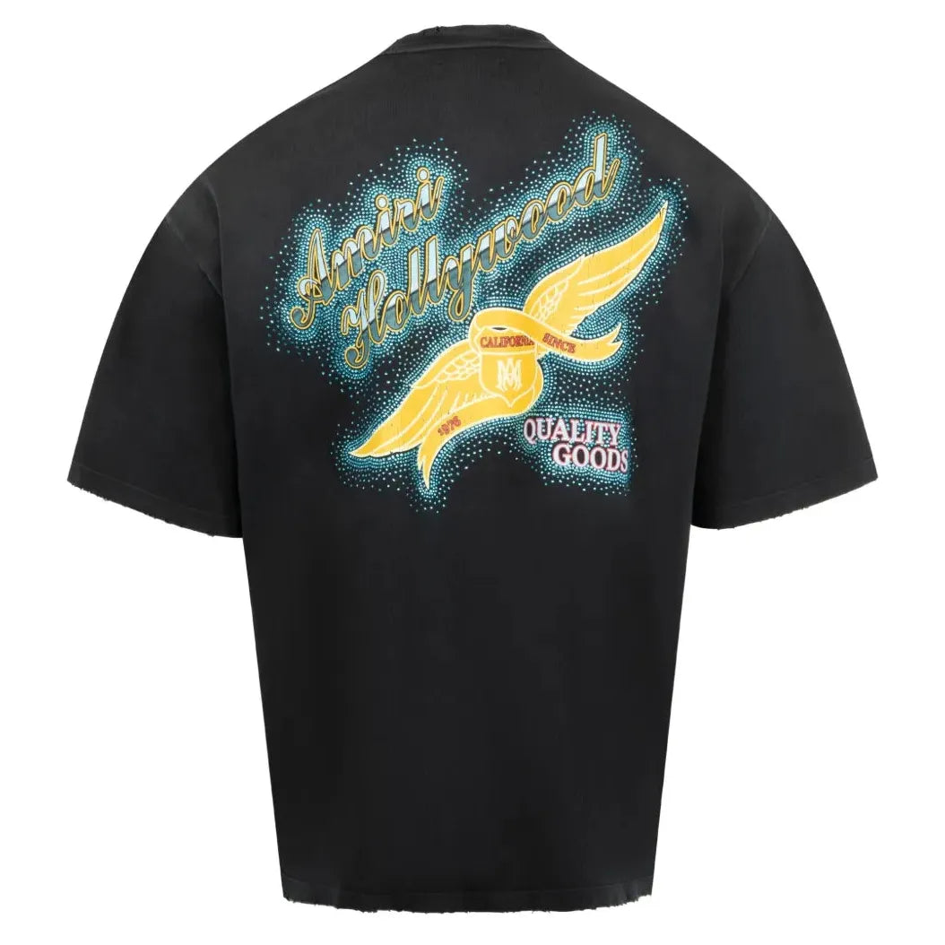 Amiri Crystal Amiri Wings Oversized Tee Black