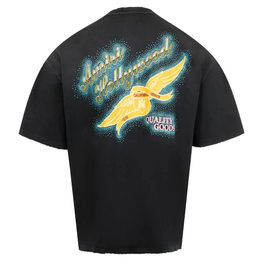 Amiri Crystal Amiri Wings Oversized Tee Black