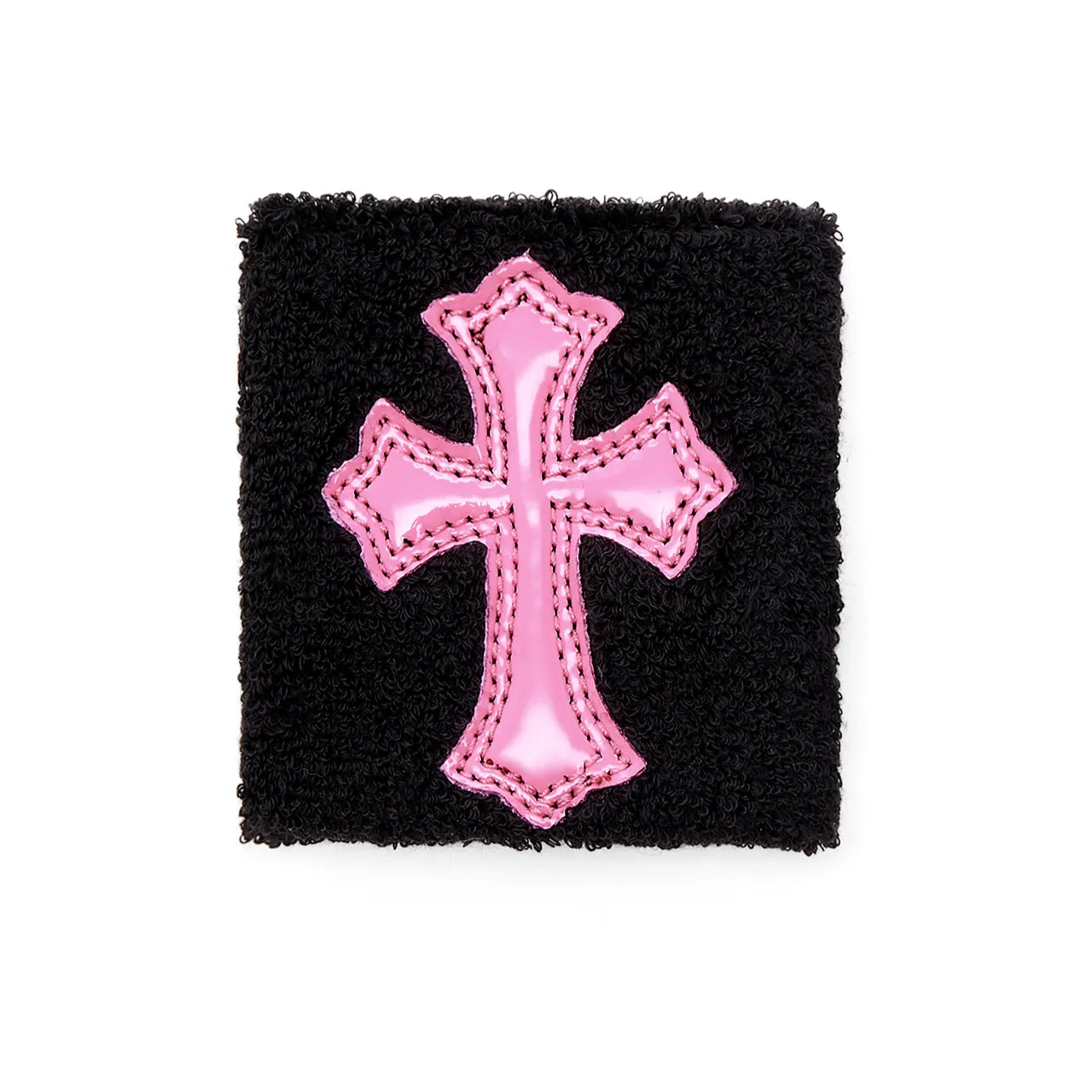 Chrome Hearts Pink Patent Leather Cemetery Cross Patch Sweatband Black