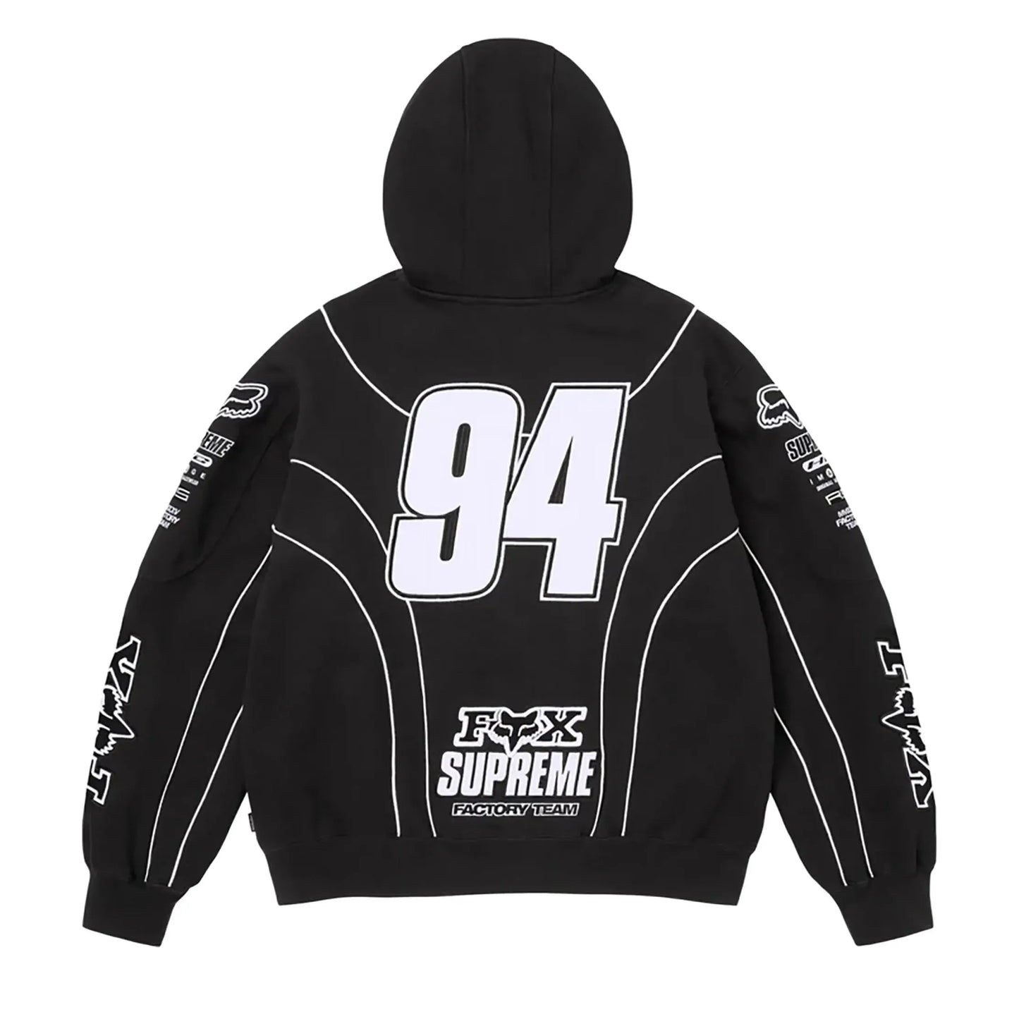 Supreme x Fox Racing Zip Up Hooded Sweatshirt Black