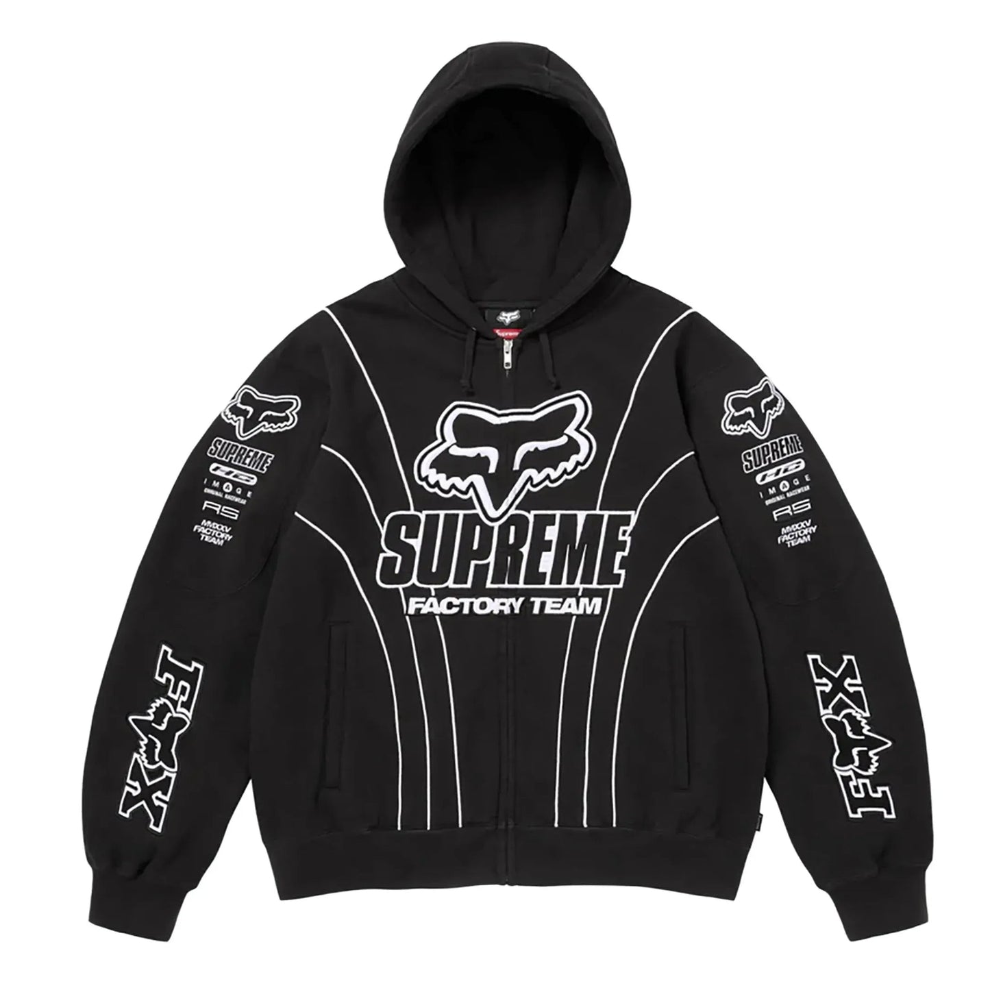 Supreme x Fox Racing Zip Up Hooded Sweatshirt Black