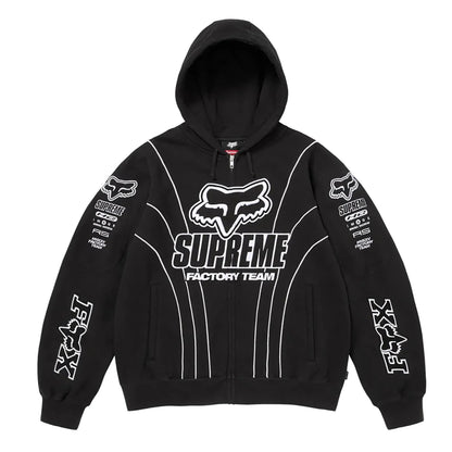 Supreme x Fox Racing Zip Up Hooded Sweatshirt Black