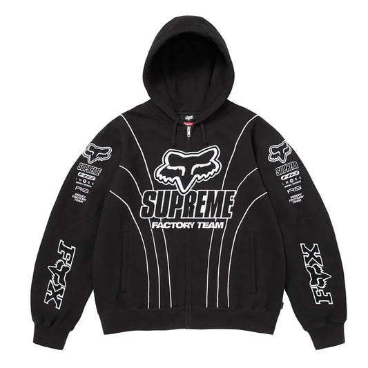 Supreme x Fox Racing Zip Up Hooded Sweatshirt Black