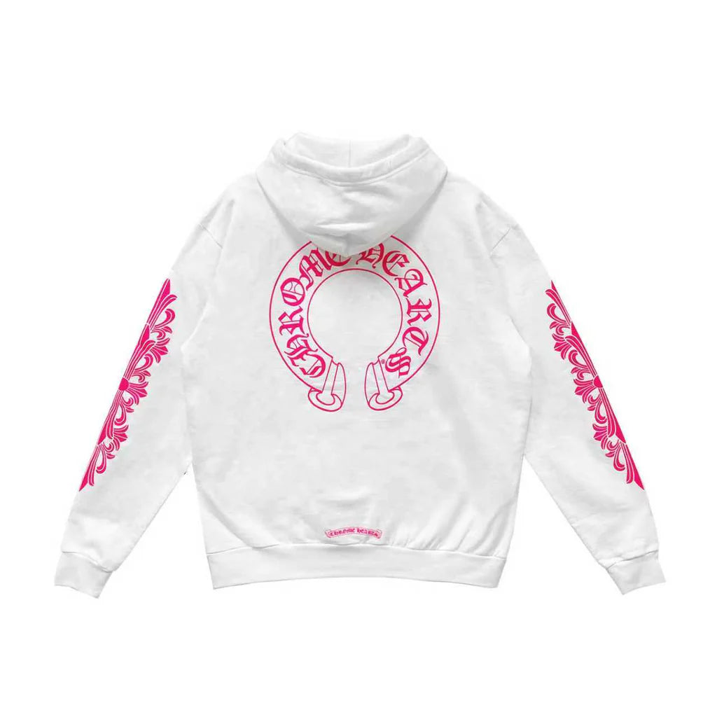 Chrome Hearts Horseshoe Floral Hoodie White/Pink