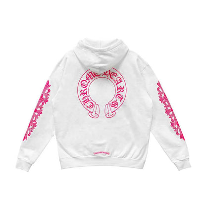 Chrome Hearts Horseshoe Floral Hoodie White/Pink