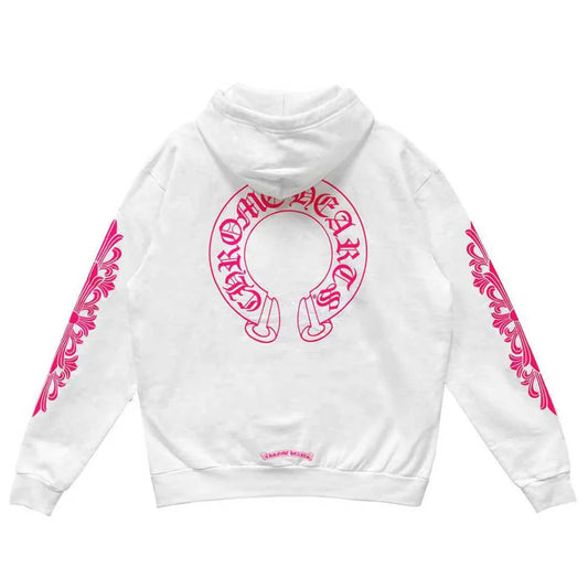 Chrome Hearts Horseshoe Floral Hoodie White/Pink